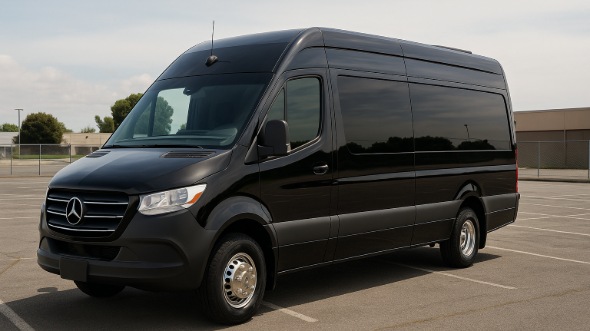 Exterior of Charter Bus Company Portland's 14 Passenger Sprinter Limousine in Portland