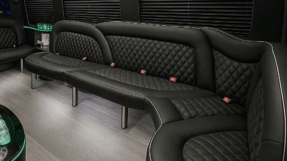 Interior of Charter Bus Company Beaverton's 15 Passenger Party Bus in Beaverton