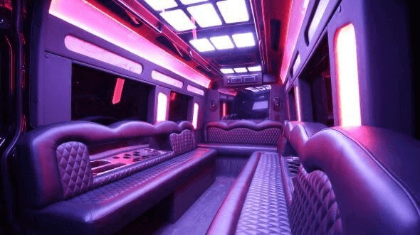 Interior of Charter Bus Company Gresham's 15 Passenger Party Bus in Gresham