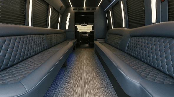 Interior of Charter Bus Company Gresham's 25 Passenger Party Bus in Gresham