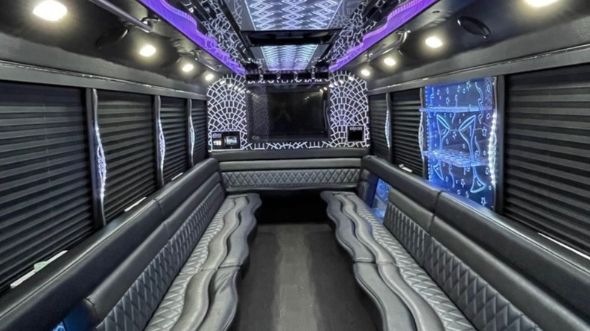 Interior of Charter Bus Company Salem's 25 Passenger Party Bus in Salem
