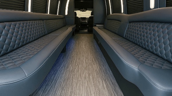 Interior of Charter Bus Company Tigard's 25 Passenger Party Bus in Tigard