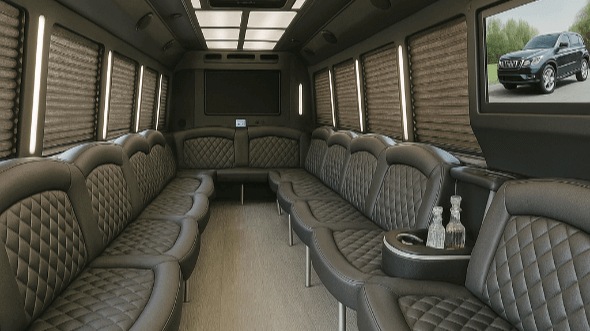 Interior of Charter Bus Company Beaverton's 28 Passenger Party Bus in Beaverton