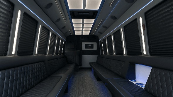 Interior of Charter Bus Company Gresham's 40 Passenger Party Bus in Gresham