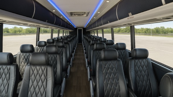 Interior of Charter Bus Company Hillsboro's 47 Passenger Charter Bus in Hillsboro