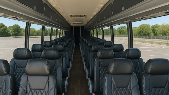 Interior of Charter Bus Company Hillsboro's 55 Passenger Charter Bus in Hillsboro